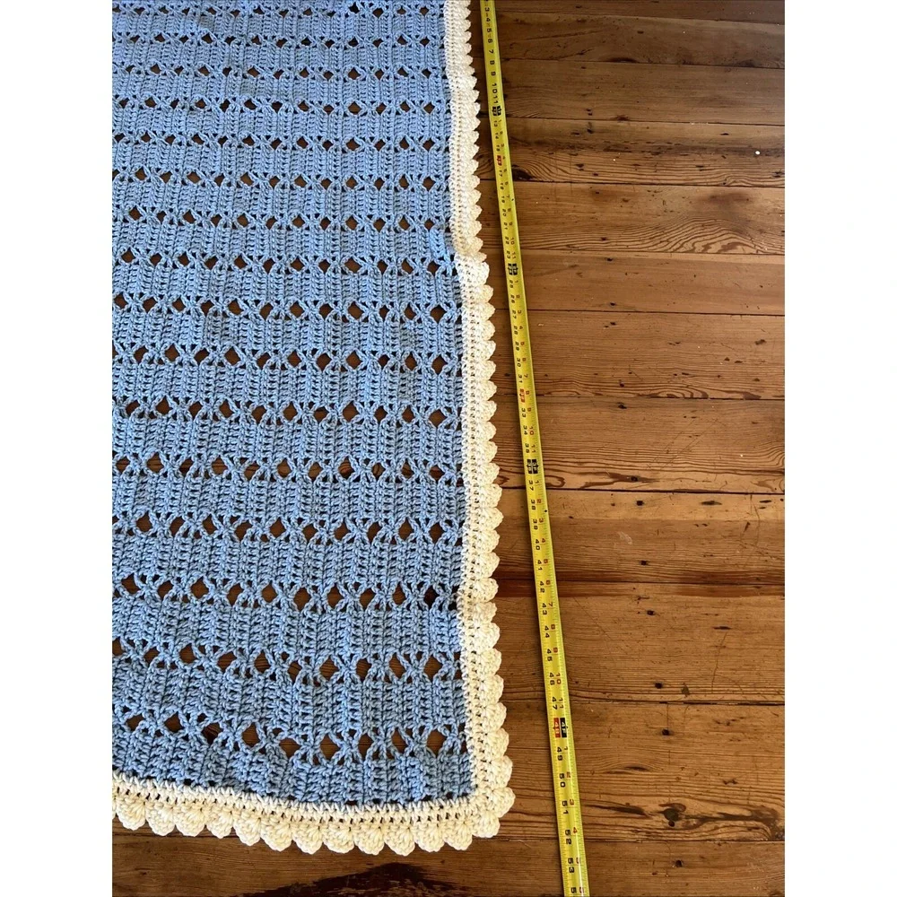 Handmade Crochet Afghan Baby Blanket Green Yellow Throw Granny Square
